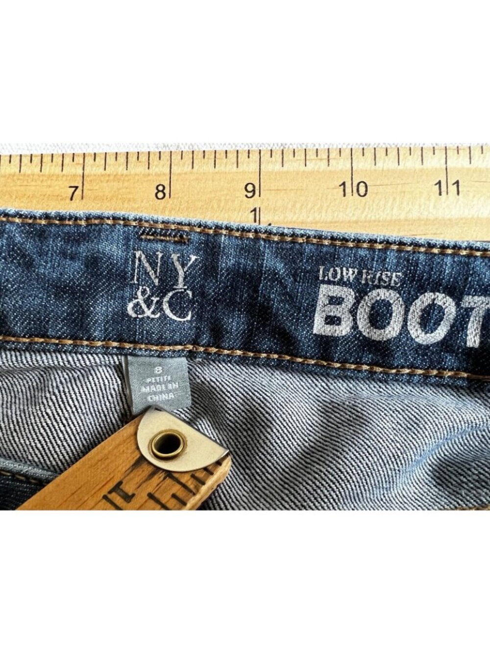 NYC Womens Boot Cut Jeans Sz 8P Blue Low Rise Curvy Denim Casual Pants - Picture 4 of 6
